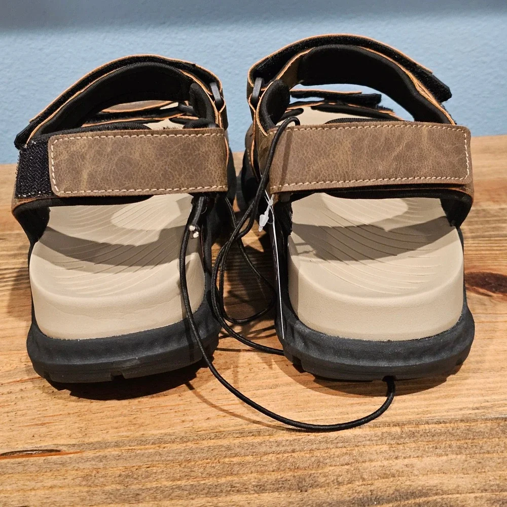 St. Johns Bay Mens Huron Sport Sandals Tan Brown Adjustable Straps 8M